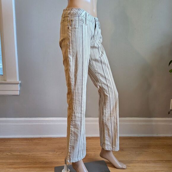 Vintage Y2K Arizona Jean Company Hipster Striped Denim Low Rise Flare Size 5 - Picture 3 of 10